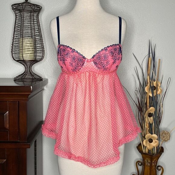 Victoria’s Secret Sexy Little Things Sheer Pink Baby Doll Slip Size 34C - Picture 1 of 14